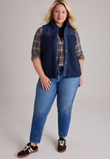 Plus Size Sherpa Mixed Media Vest, C9679, small