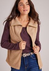 Sweater Collar Zip Vest, C3669, small