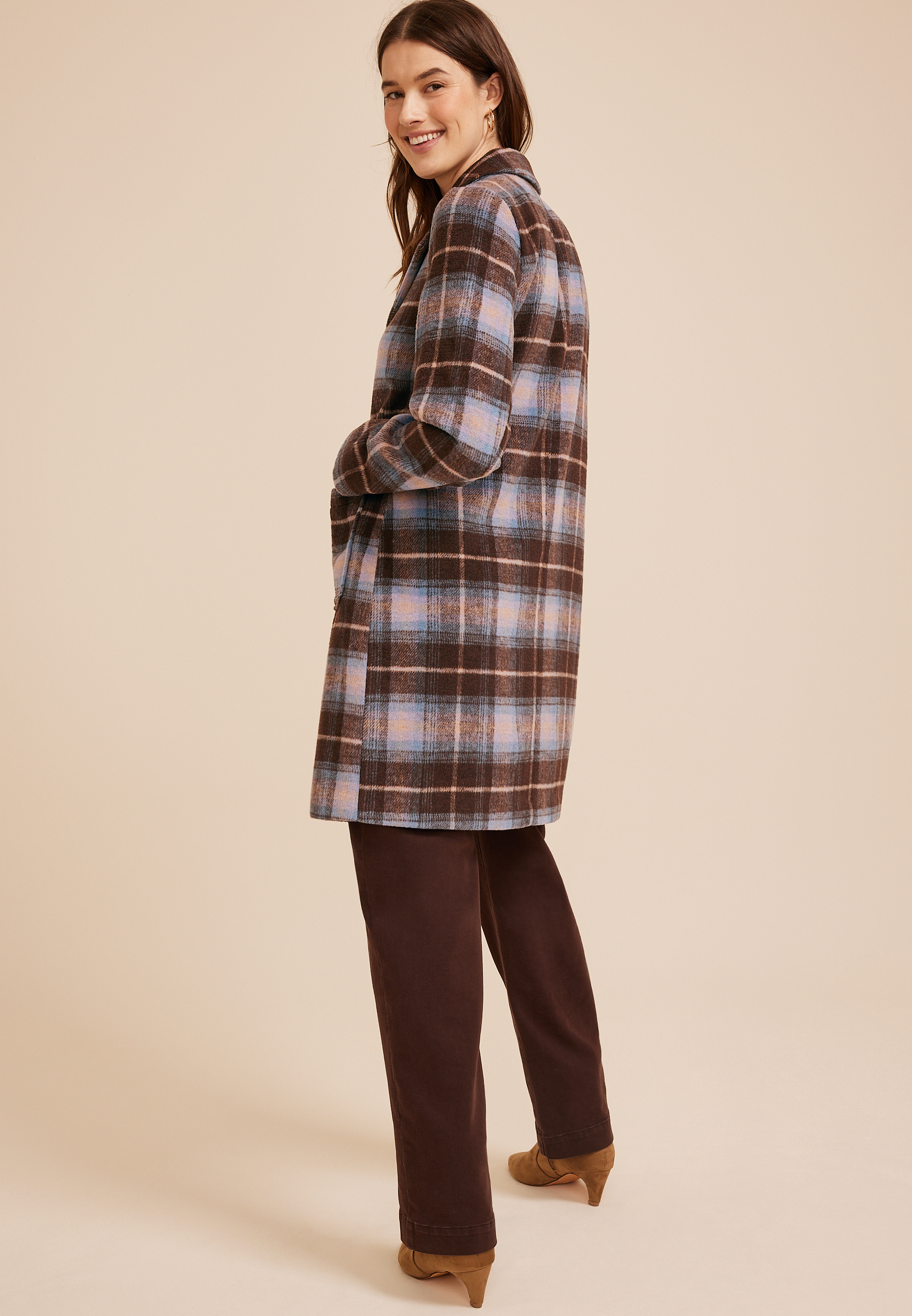 Plaid Dress Coat, C1635, large