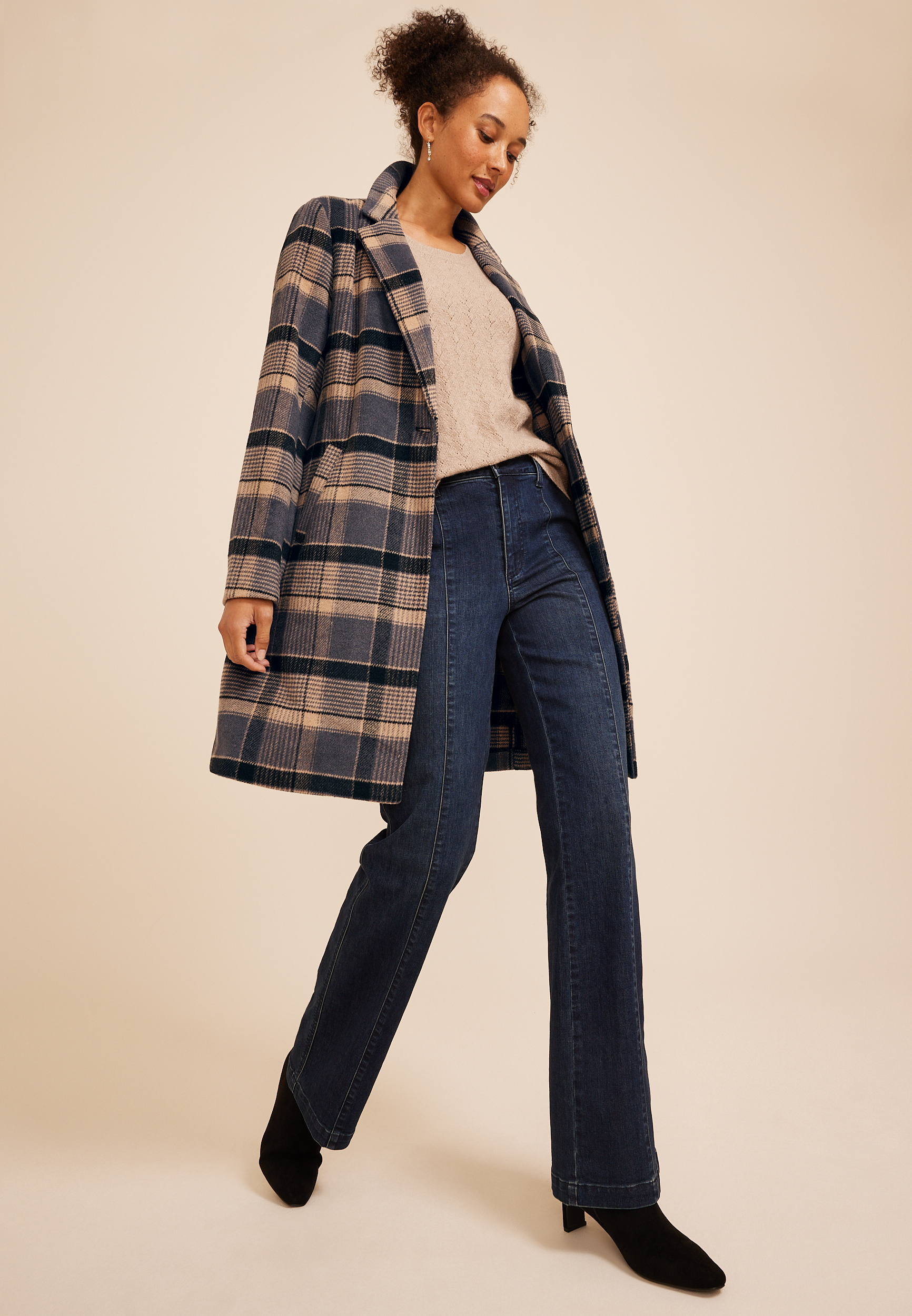 Plaid Dress Coat, C9765, large