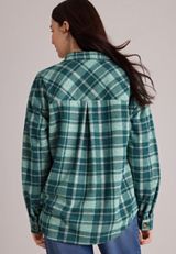 Knit Jacquard Plaid Button Front Shirt, C5273, small