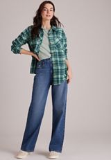 Knit Jacquard Plaid Button Front Shirt, C5273, small