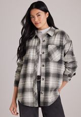 Knit Jacquard Plaid Button Front Shirt, C3884, small