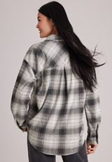 Knit Jacquard Plaid Button Front Shirt, C3884, small