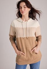 Homeward Cable Knit Colorblock Hoodie, C1265, small