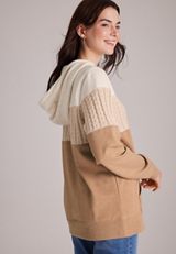 Homeward Cable Knit Colorblock Hoodie, C1265, small