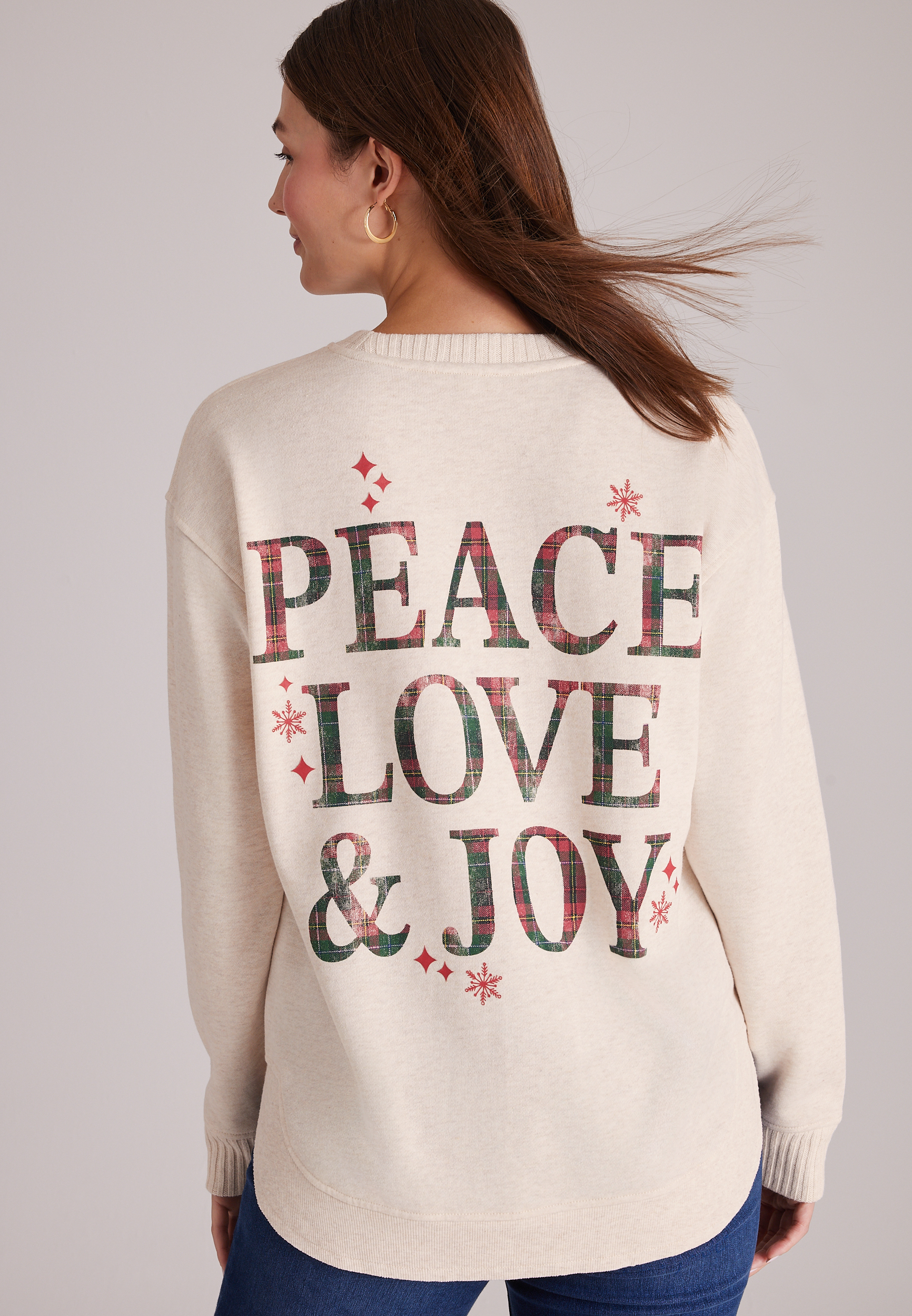 Willowsoft Peace Love Joy Sweatshirt Tunic, C3363, large