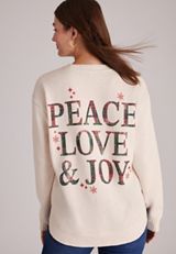 Willowsoft Peace Love Joy Sweatshirt Tunic, C3363, small
