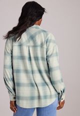 Knit Jacquard Plaid Button Front Shirt, C4817, small