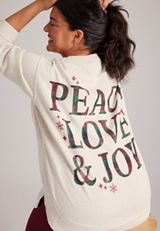Plus Size Willowsoft Peace Love Joy Sweatshirt Tunic, C3363, small