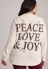 Plus Size Willowsoft Peace Love Joy Sweatshirt Tunic, C3363, small