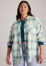 Plus Size  Knit Jacquard Plaid Button Front Shirt, C4817, small