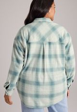 Plus Size  Knit Jacquard Plaid Button Front Shirt, C4817, small
