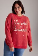 Plus Size Willowsoft Tis The Season Sweatshirt Tunic, C5006, small