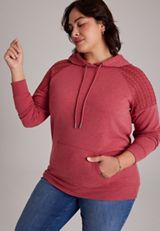 Plus Size Homeward Cable Knit Hoodie, C5006, small