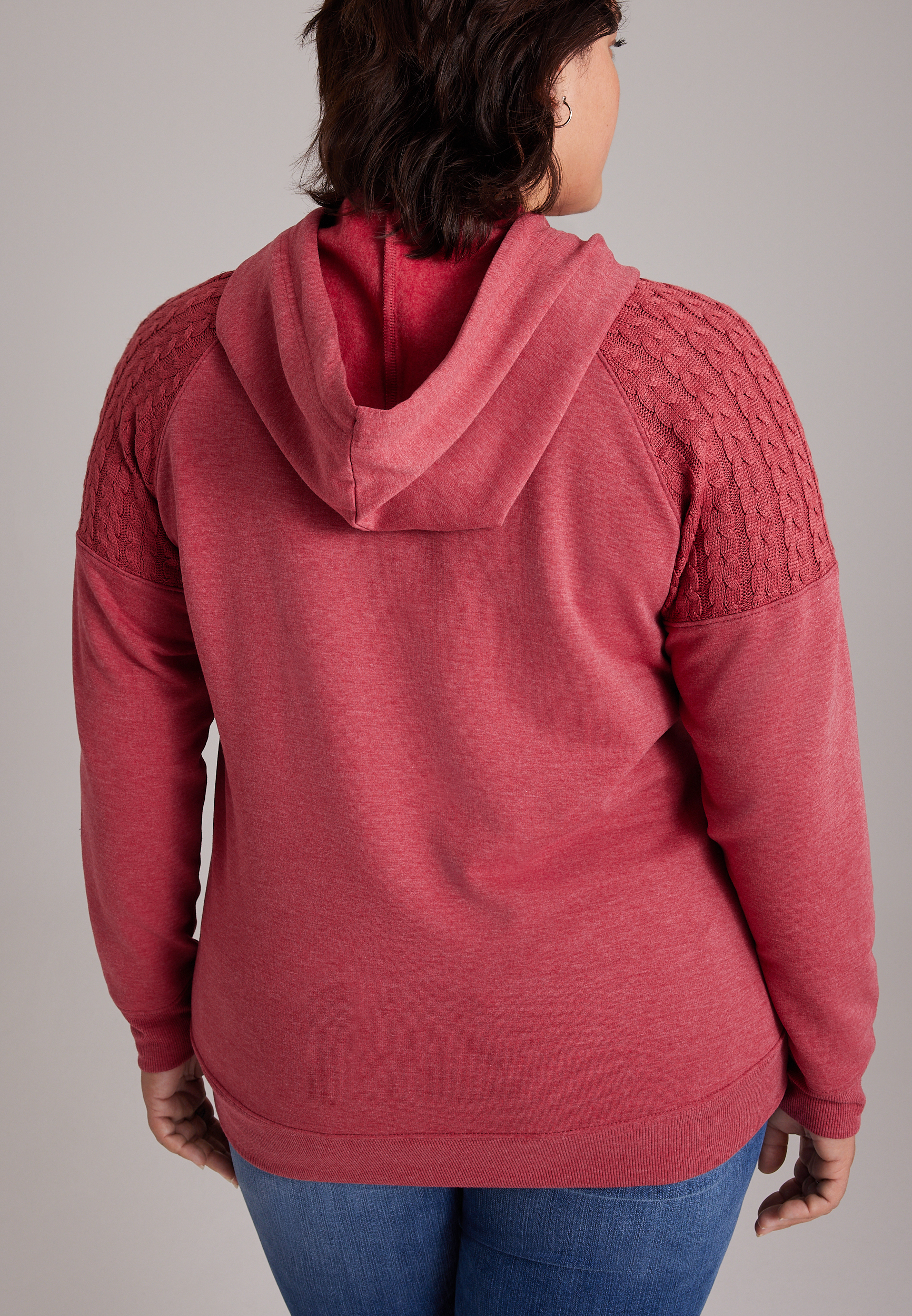 Plus Size Homeward Cable Knit Hoodie, C5006, large