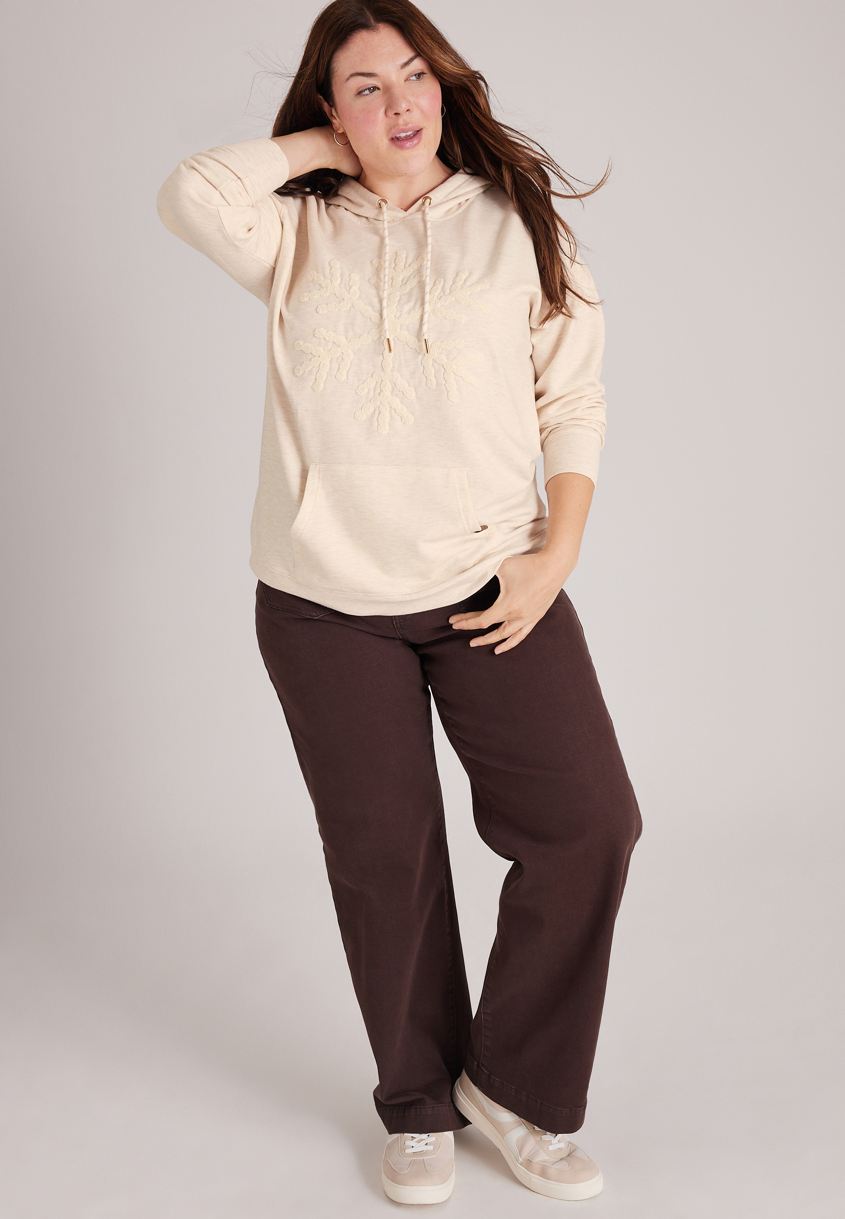 Plus Size Homeward Chenille Snowflake Hoodie, C2445, large