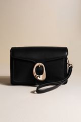 Hammered Gold Buckle Envelope Clutch, C106, small