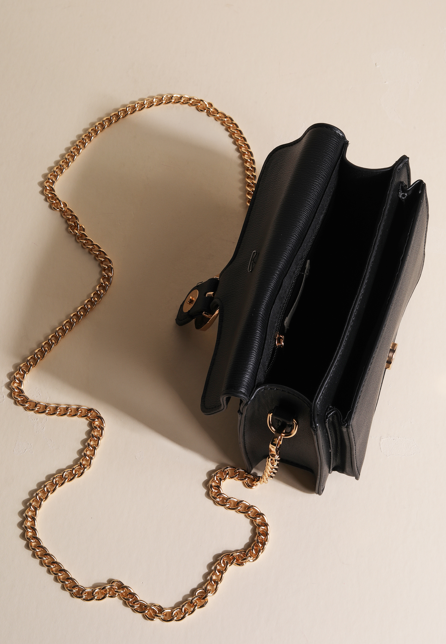 Hammered Gold Buckle Envelope Clutch, C106, large
