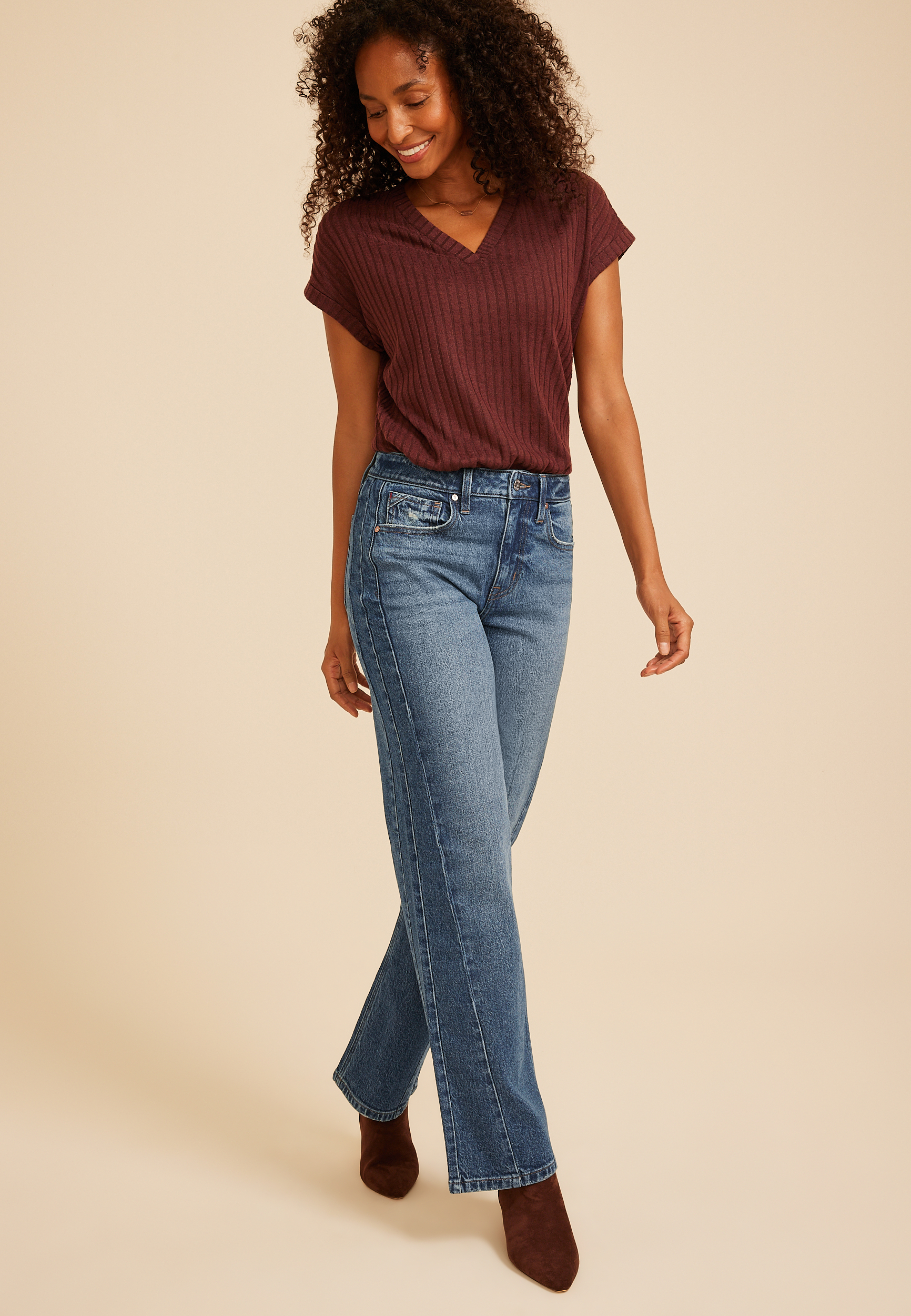edgely™ High Rise Seamed Wide Leg Jeans, C258, large