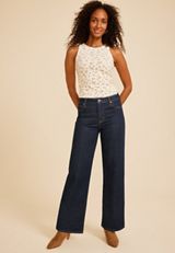 edgely™ High Rise Adjustable Cinch Waist Baggy Wide Leg Jeans, C2372, small