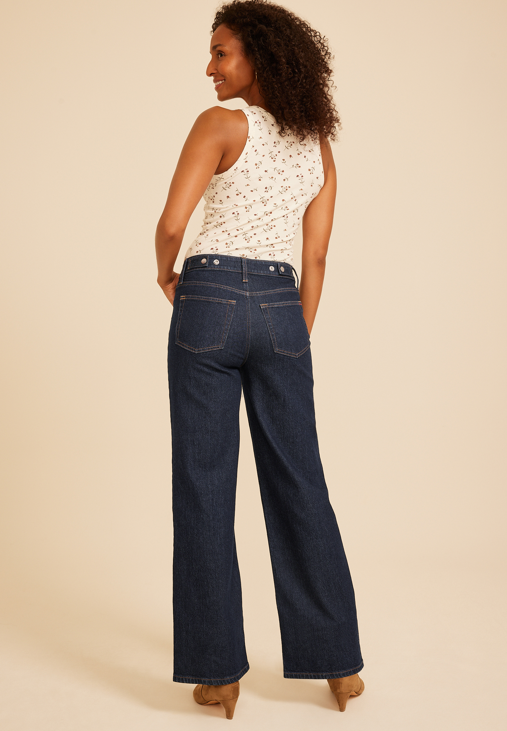 edgely™ High Rise Adjustable Cinch Waist Baggy Wide Leg Jeans, C2372, large