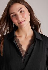 Studio Y Lace Trim Button Front Blouse, C106, small