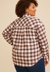 Plus Size Plaid Polka Dot Button Front Shirt, C30, small