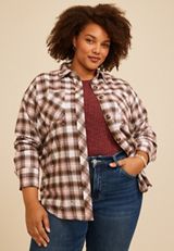Plus Size Plaid Polka Dot Button Front Shirt, C30, small
