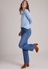 24/7 Ada Long Sleeve Speckle Waffle Rib Top, C1149, small