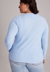 Plus Size 24/7 Ada Speckled Waffle Rib Long Sleeve Tee, C1149, small