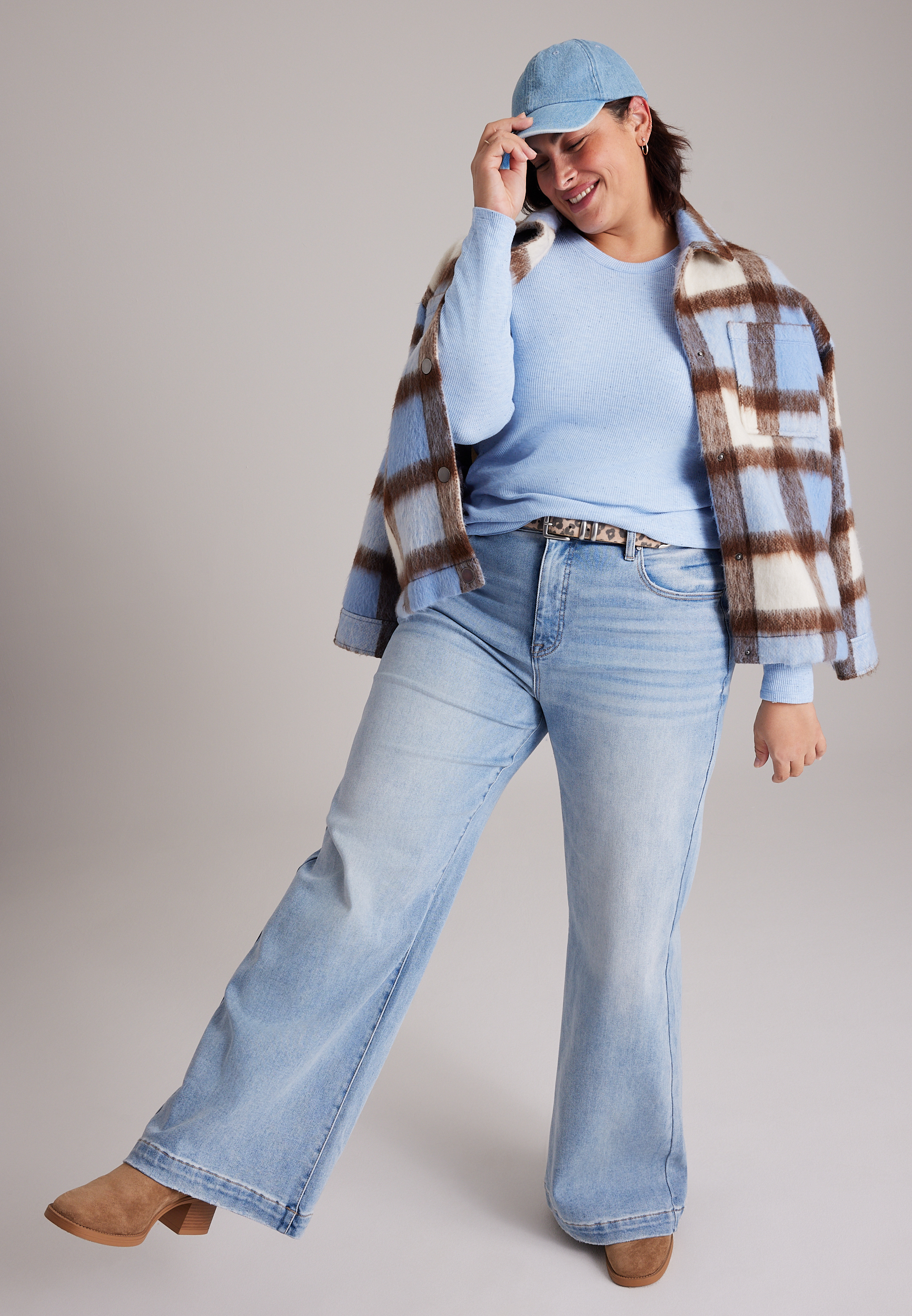 Plus Size 24/7 Ada Speckled Waffle Rib Long Sleeve Tee, C1149, large
