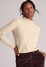 24/7 Cable Mix Mock Neck Top, C183, small
