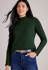 24/7 Cable Mix Mock Neck Top, C7147, small