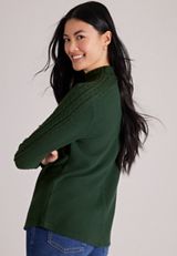 24/7 Cable Mix Mock Neck Top, C7147, small