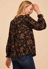 Vintage Floral Button Front Blouse, C8478, small