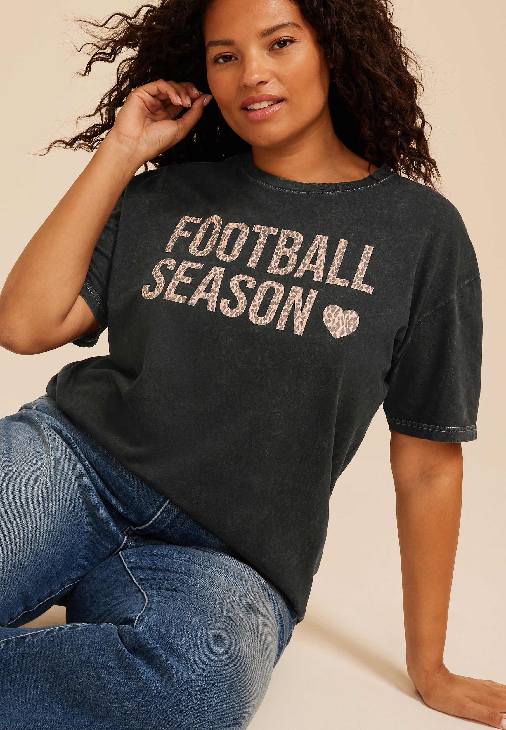 Plus Size Football Season Standard Fit Graphic Tee
