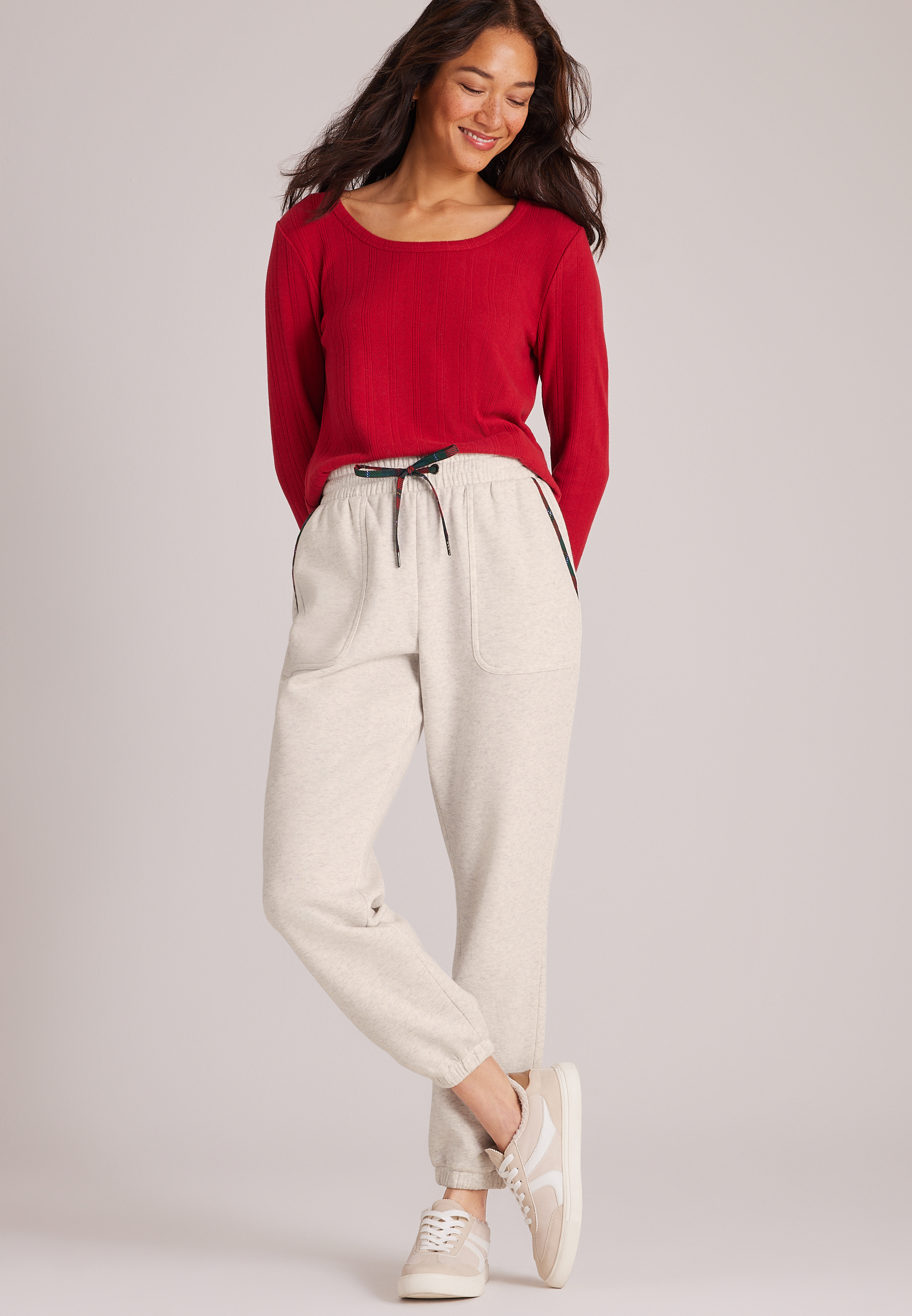 High Rise Merry Plaid Jogger, C3348, large