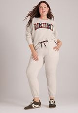 Plus Size High Rise Merry Plaid Jogger, C3348, small