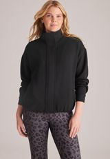 Scuba Knit Cinch Hem Bomber Jacket, C106, small