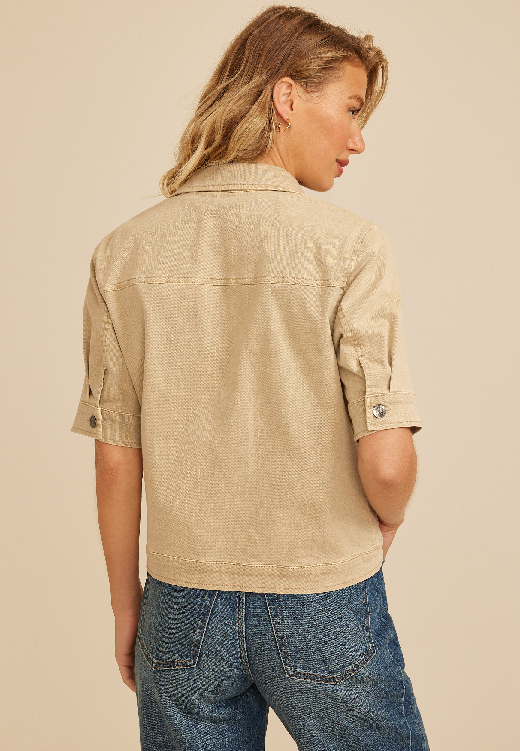 Twill Short Sleeve Jacket, C454, large