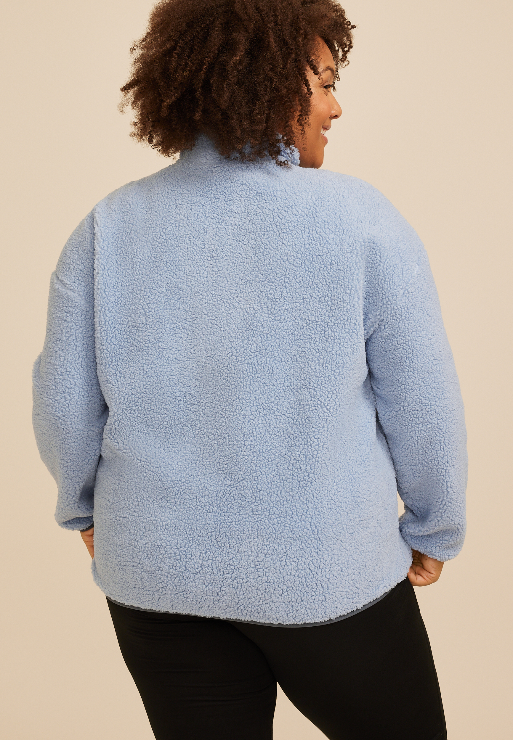 Plus Size Sherpa Quarter Zip Pullover, C8408, large