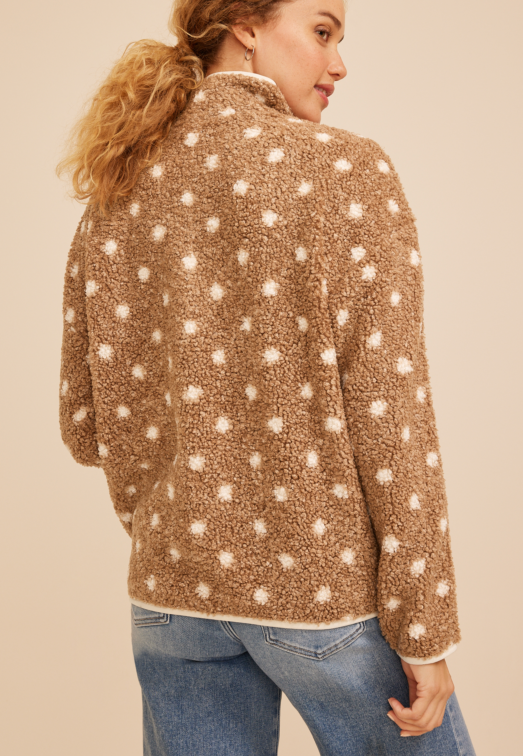 Sherpa Dot Quarter Zip Pullover, C5899, large