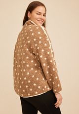Plus Size Sherpa Dot Quarter Zip Pullover, C5899, small