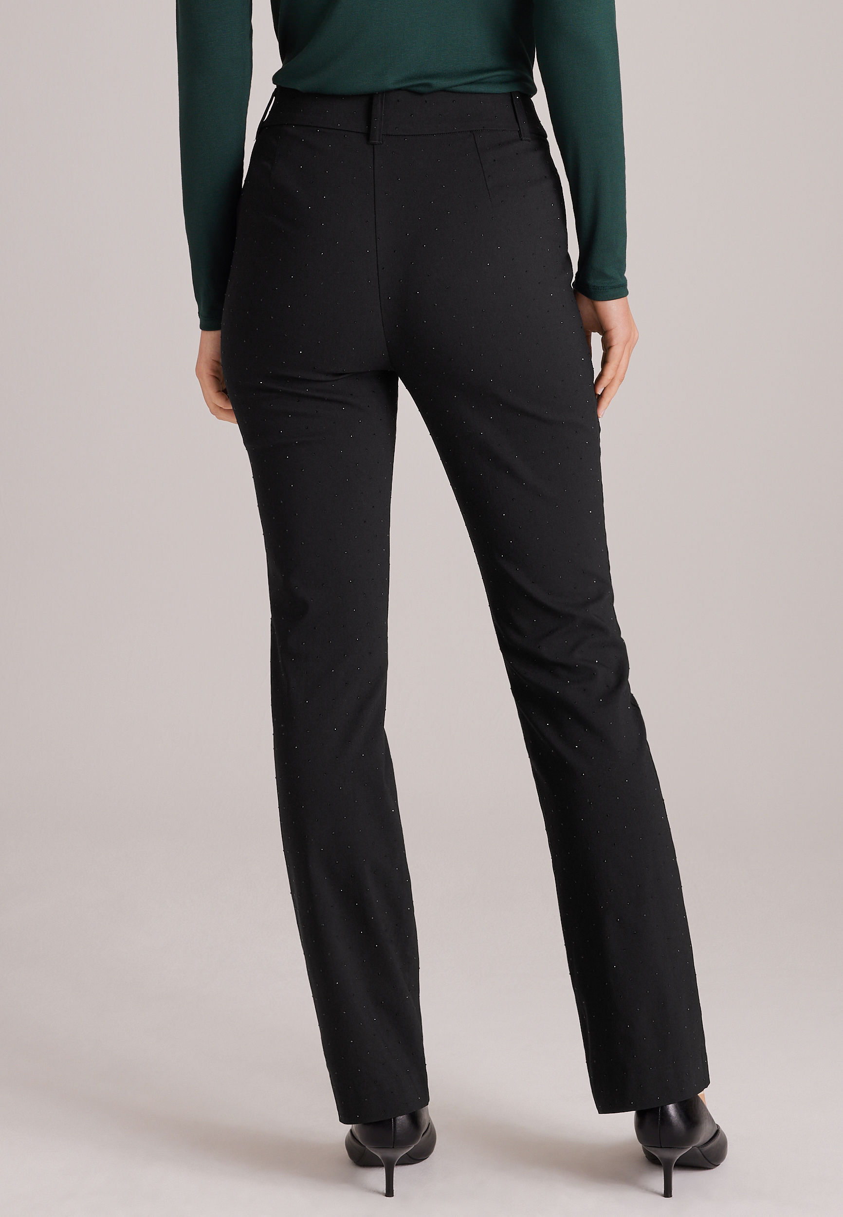 High Rise Rhinestone Bengaline Bootcut Pant, C106, large