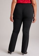 Plus Size High Rise Rhinestone Bengaline Bootcut Pant, C106, small
