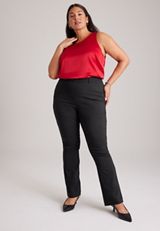 Plus Size High Rise Rhinestone Bengaline Bootcut Pant, C106, small