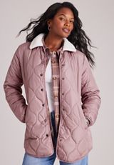 Sherpa Collar Long Puffer Jacket, C9247, small