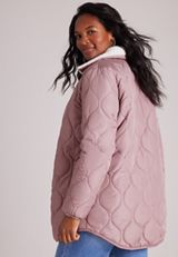 Sherpa Collar Long Puffer Jacket, C9247, small