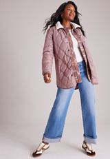 Sherpa Collar Long Puffer Jacket, C9247, small